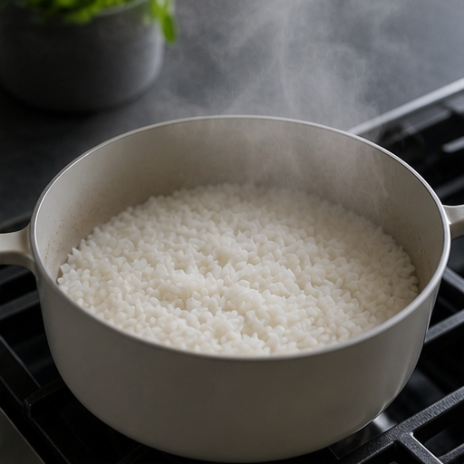 醬油蒜香袋鼠肉飯碗：煮香米的料理狀態示意